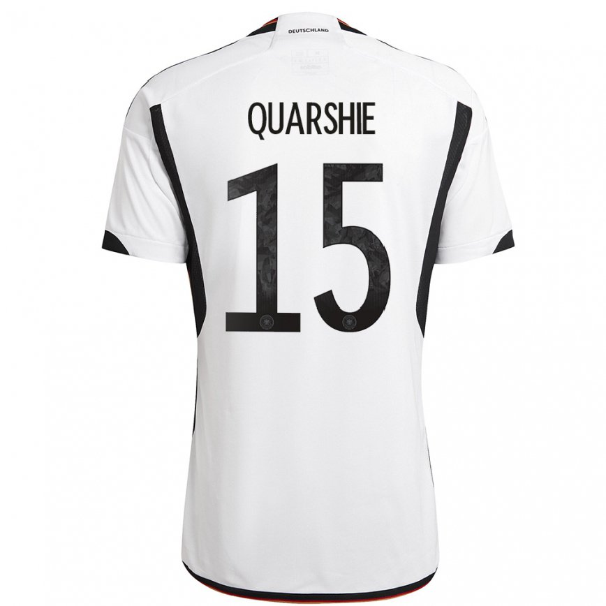Herren Deutsche Joshua Quarshie #15 Weiß Schwarz Heimtrikot Trikot 22-24 Luxemburg