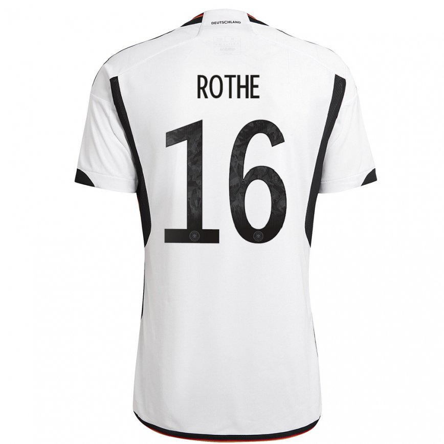Herren Deutsche Tom Rothe #16 Weiß Schwarz Heimtrikot Trikot 22-24 Luxemburg
