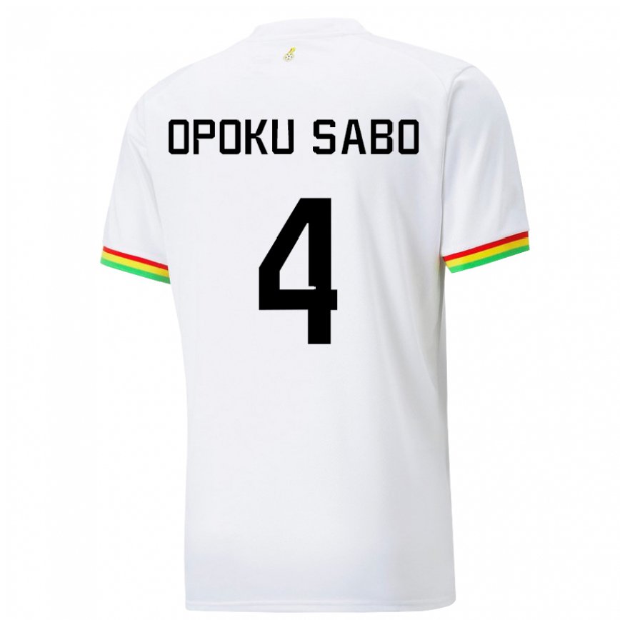 Herren Ghanaische Alex Opoku Sabo #4 Weiß Heimtrikot Trikot 22-24 Luxemburg