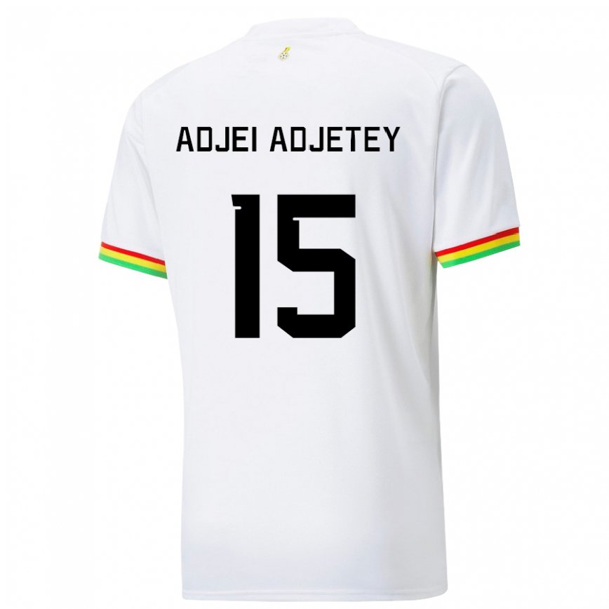 Herren Ghanaische Jonas Adjei Adjetey #15 Weiß Heimtrikot Trikot 22-24 Luxemburg