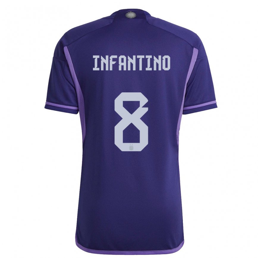 Herren Argentinische Gino Infantino #8 Violett Auswärtstrikot Trikot 22-24 Luxemburg