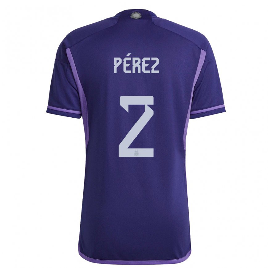 Herren Argentinische Nehuen Perez #2 Violett Auswärtstrikot Trikot 22-24 Luxemburg