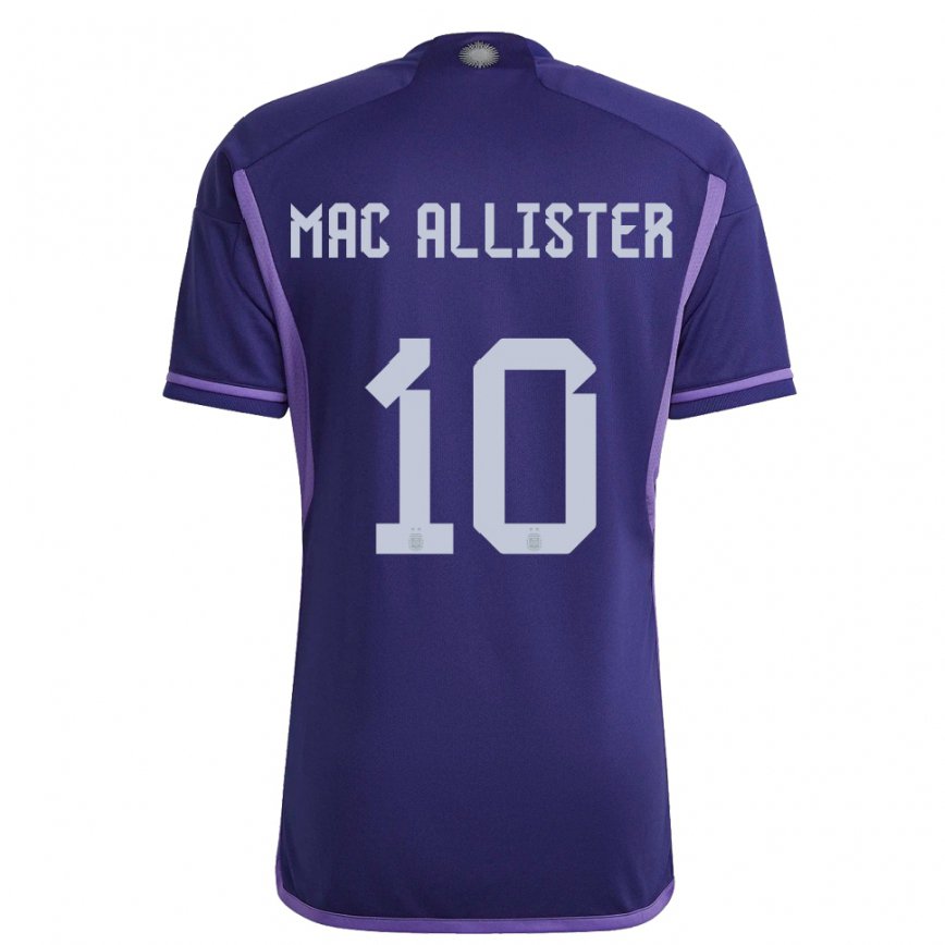 Herren Argentinische Alexis Mac Allister #10 Violett Auswärtstrikot Trikot 22-24 Luxemburg