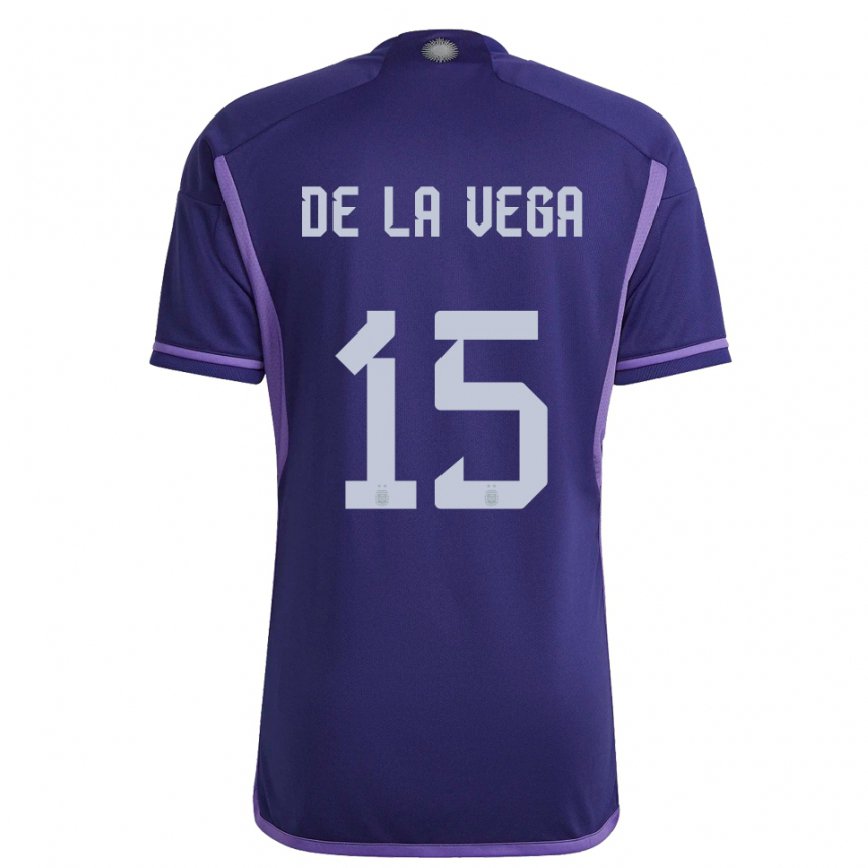 Herren Argentinische Pedro De La Vega #15 Violett Auswärtstrikot Trikot 22-24 Luxemburg