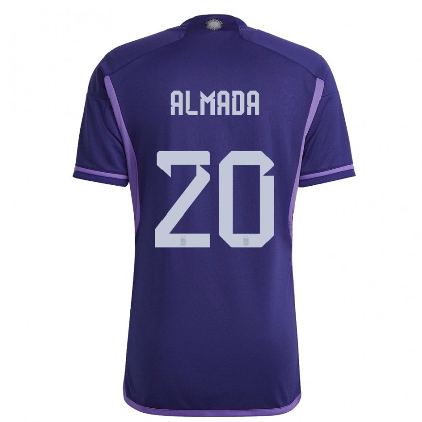 Herren Argentinische Thiago Almada #20 Violett Auswärtstrikot Trikot 22-24 Luxemburg