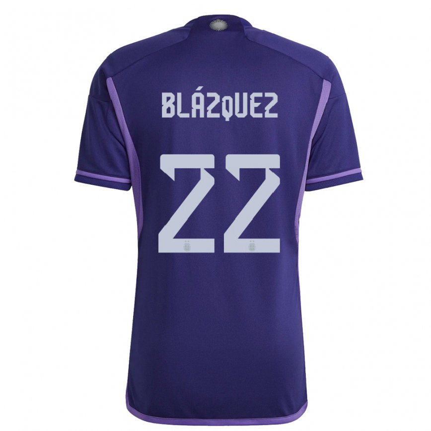 Herren Argentinische Joaquin Blazquez #22 Violett Auswärtstrikot Trikot 22-24 Luxemburg