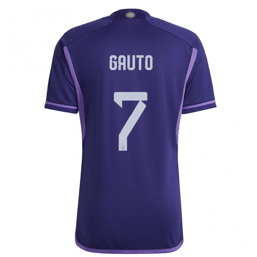 Herren Argentinische Juan Gauto #7 Violett Auswärtstrikot Trikot 22-24 Luxemburg