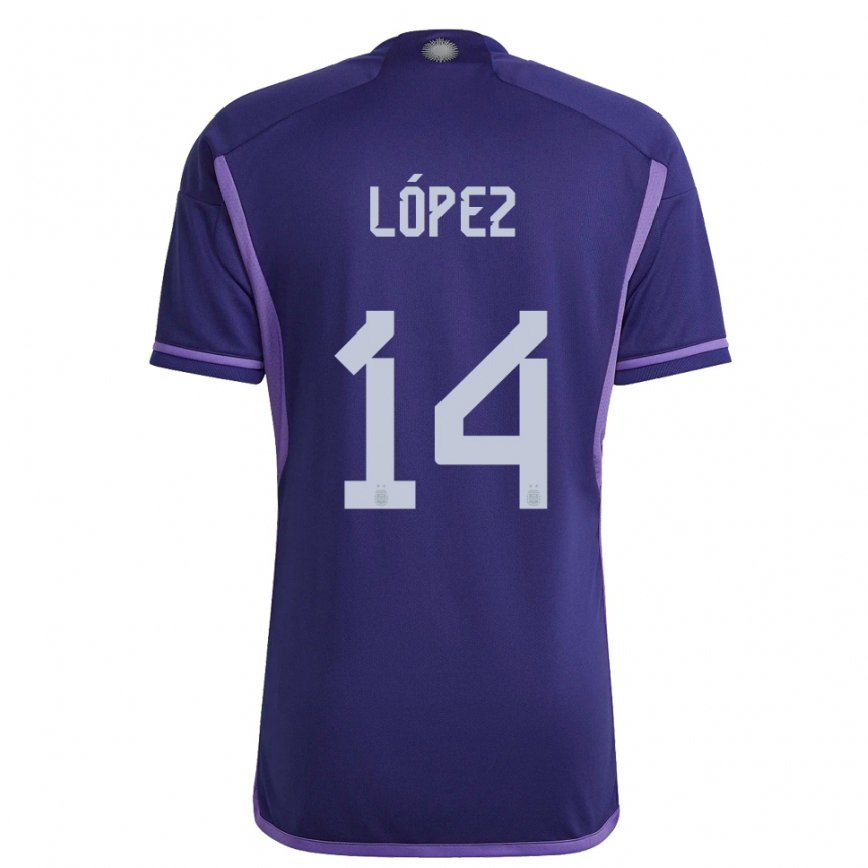 Herren Argentinische Lautaro Lopez #14 Violett Auswärtstrikot Trikot 22-24 Luxemburg