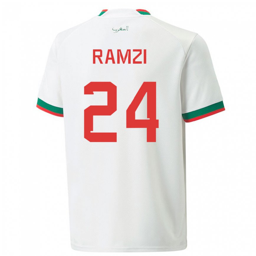Herren Marokkanische Achraf Ramzi #24 Weiß Auswärtstrikot Trikot 22-24 Luxemburg