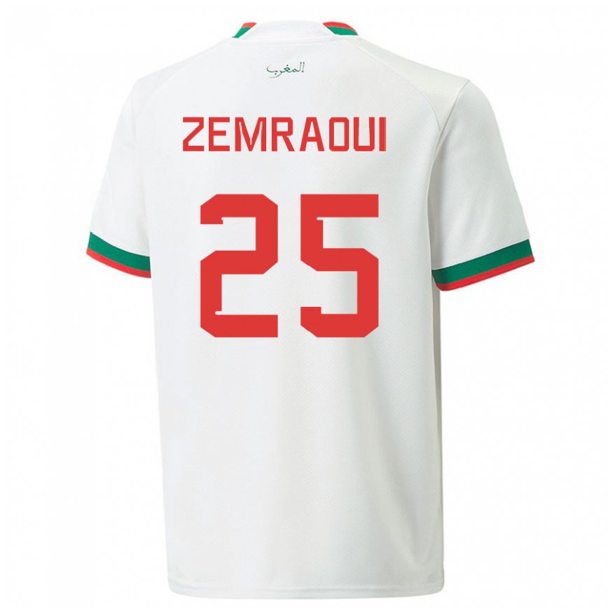 Herren Marokkanische Oussama Zemraoui #25 Weiß Auswärtstrikot Trikot 22-24 Luxemburg