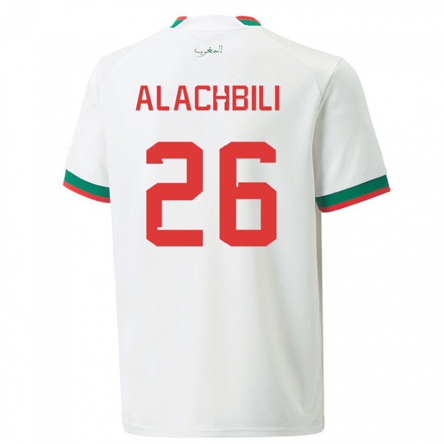 Herren Marokkanische Taha Alachbili #26 Weiß Auswärtstrikot Trikot 22-24 Luxemburg