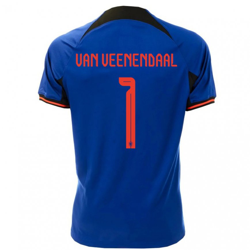 Herren Niederländische Sari Van Veenendaal #1 Königsblau Auswärtstrikot Trikot 22-24 Luxemburg