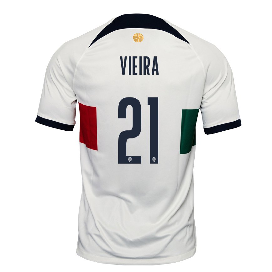 Herren Portugiesische Fabio Vieira #21 Weiß Auswärtstrikot Trikot 22-24 Luxemburg