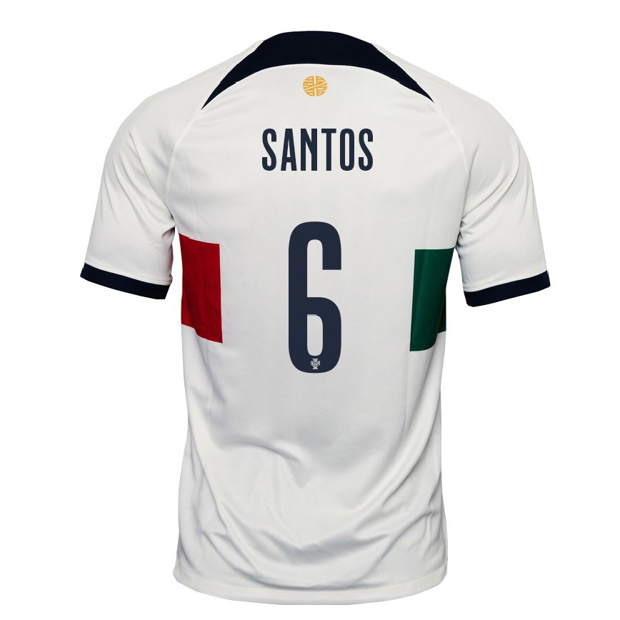 Herren Portugiesische Vasco Santos #6 Weiß Auswärtstrikot Trikot 22-24 Luxemburg