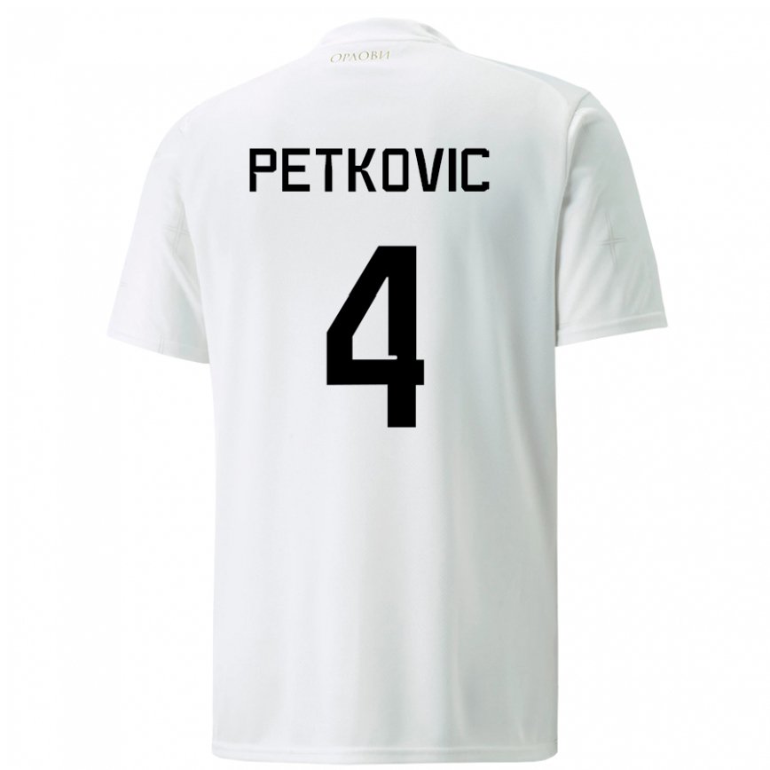 Herren Serbische Nikola Petkovic #4 Weiß Auswärtstrikot Trikot 22-24 Luxemburg