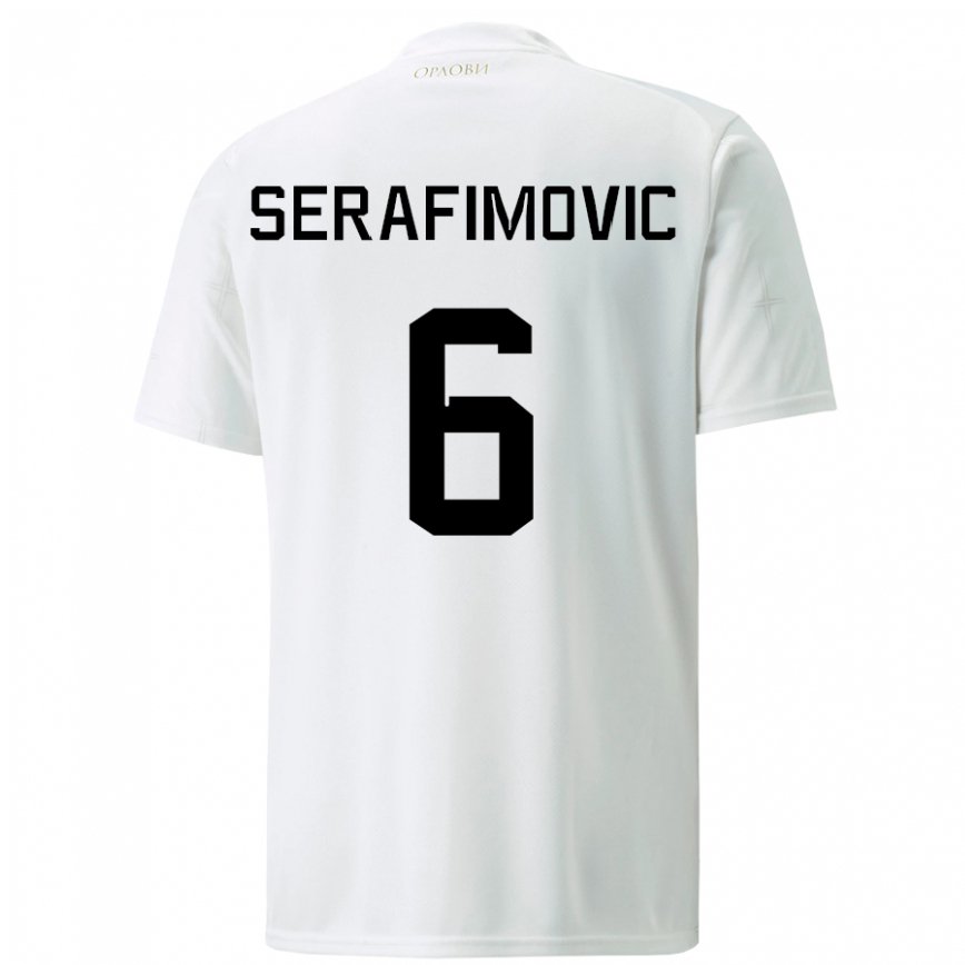 Herren Serbische Vojin Serafimovic #6 Weiß Auswärtstrikot Trikot 22-24 Luxemburg