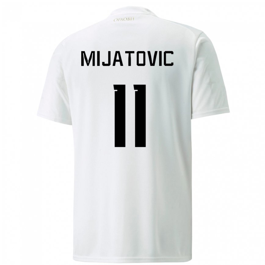 Herren Serbische Jovan Mijatovic #11 Weiß Auswärtstrikot Trikot 22-24 Luxemburg