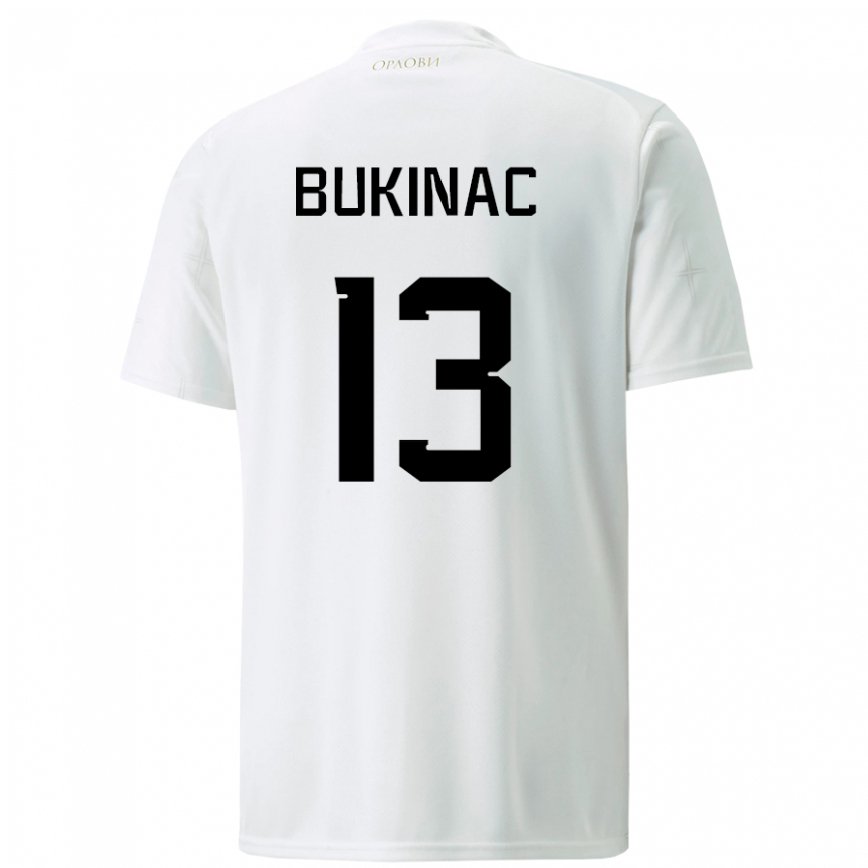 Herren Serbische Stefan Bukinac #13 Weiß Auswärtstrikot Trikot 22-24 Luxemburg