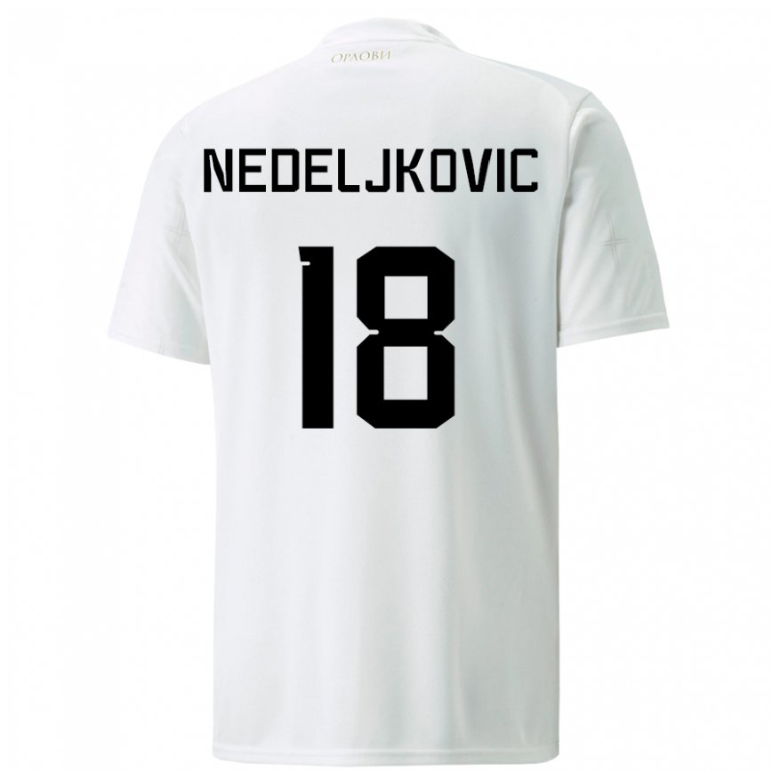 Herren Serbische Kosta Nedeljkovic #18 Weiß Auswärtstrikot Trikot 22-24 Luxemburg