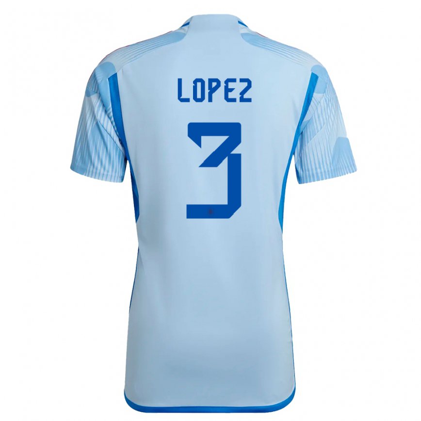 Herren Spanische Juan Lopez #3 Himmelblau Auswärtstrikot Trikot 22-24 Luxemburg