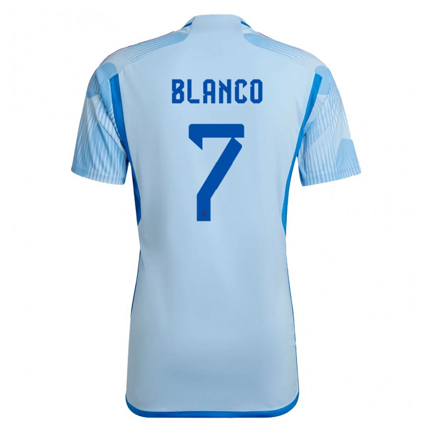 Herren Spanische Fabio Blanco #7 Himmelblau Auswärtstrikot Trikot 22-24 Luxemburg