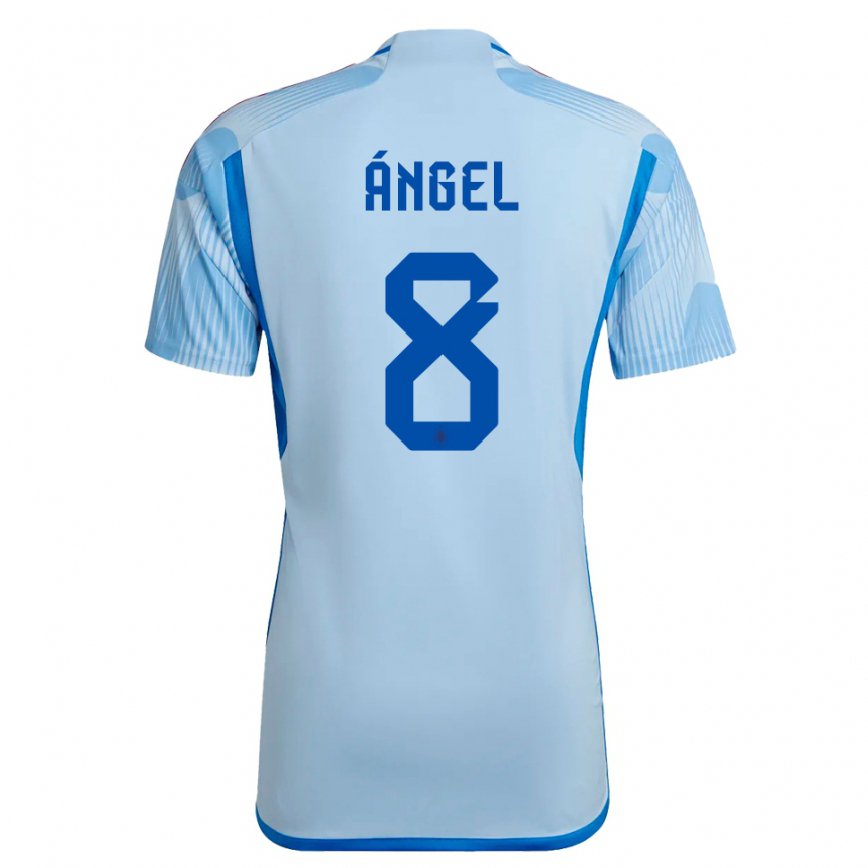 Herren Spanische Manuel Angel #8 Himmelblau Auswärtstrikot Trikot 22-24 Luxemburg