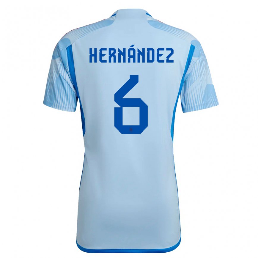 Herren Spanische Gerard Hernandez #6 Himmelblau Auswärtstrikot Trikot 22-24 Luxemburg