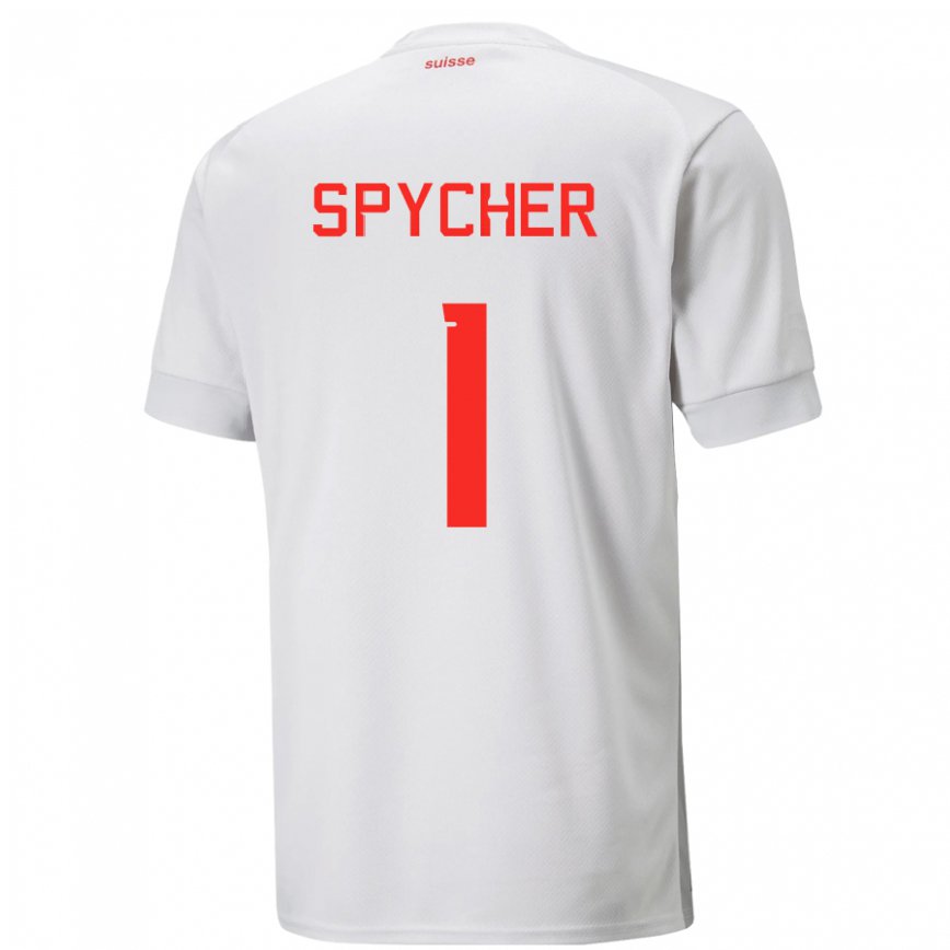 Herren Schweizer Tim Spycher #1 Weiß Auswärtstrikot Trikot 22-24 Luxemburg