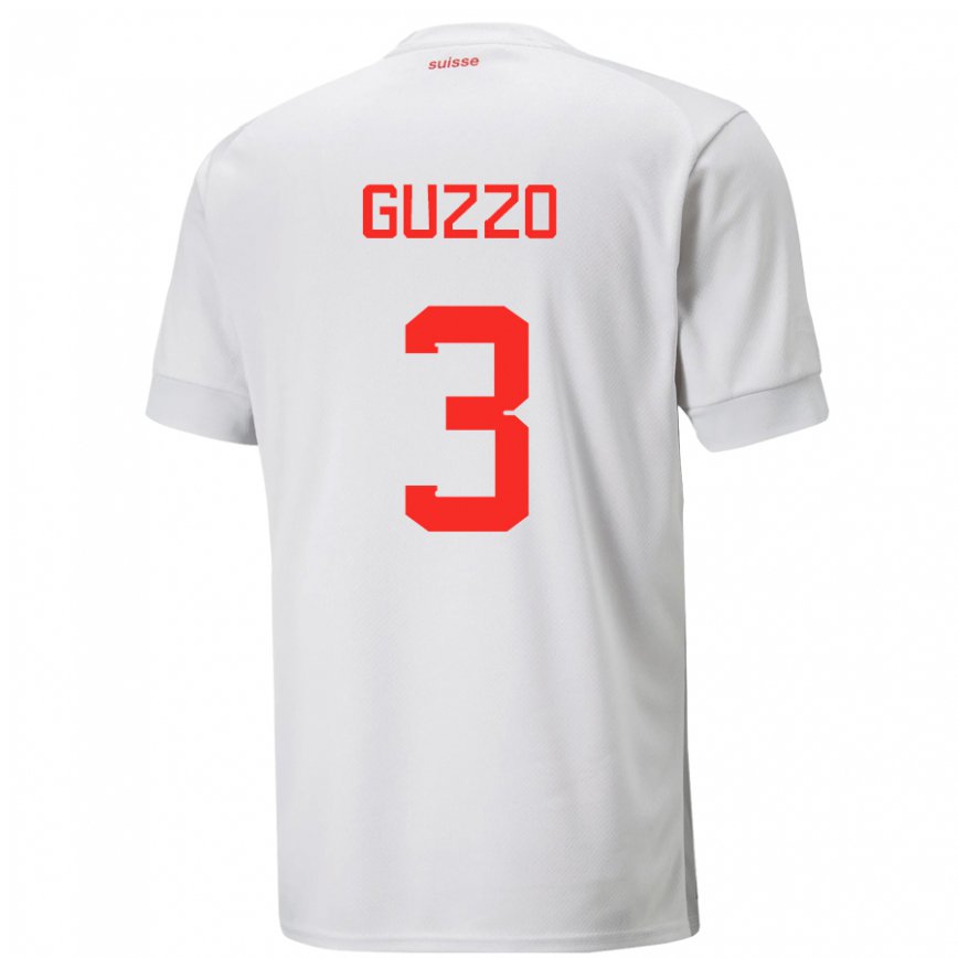 Herren Schweizer Ramon Guzzo #3 Weiß Auswärtstrikot Trikot 22-24 Luxemburg