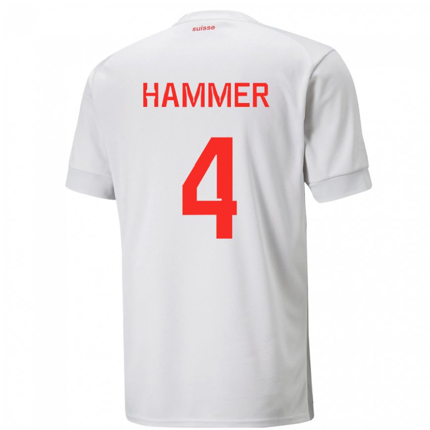 Herren Schweizer Pascal Hammer #4 Weiß Auswärtstrikot Trikot 22-24 Luxemburg