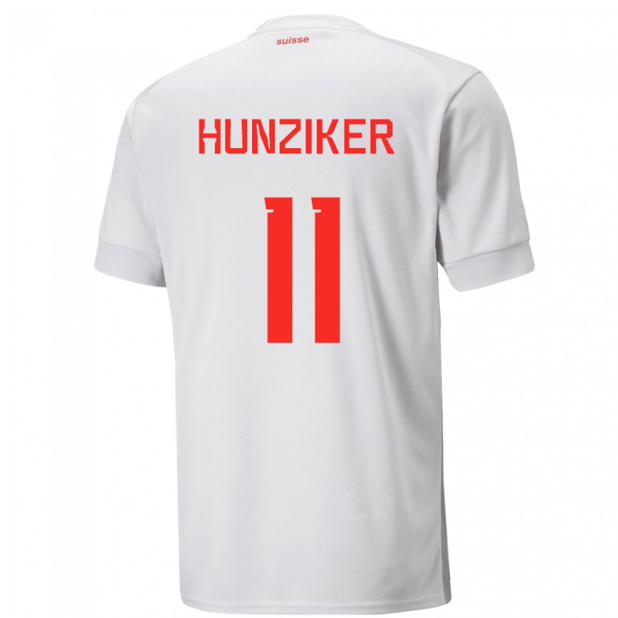 Herren Schweizer Andrin Hunziker #11 Weiß Auswärtstrikot Trikot 22-24 Luxemburg