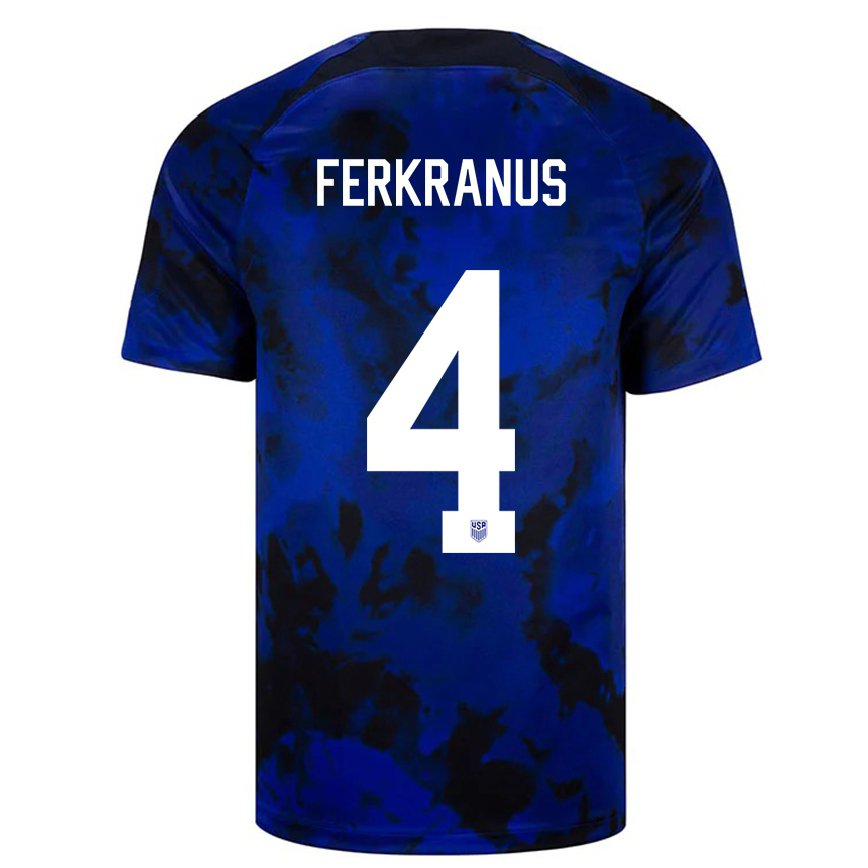 Herren Us-amerikanische Marcus Ferkranus #4 Königsblau Auswärtstrikot Trikot 22-24 Luxemburg