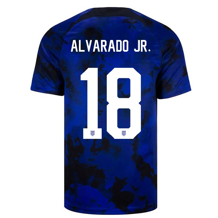 Herren Us-amerikanische Alejandro Alvarado Jr #18 Königsblau Auswärtstrikot Trikot 22-24 Luxemburg
