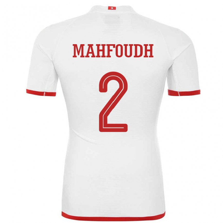 Herren Tunesische Dhikra Mahfoudh #2 Weiß Auswärtstrikot Trikot 22-24 Luxemburg