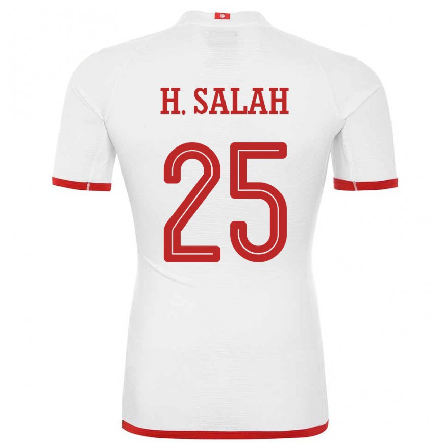 Herren Tunesische Heni Ben Salah #25 Weiß Auswärtstrikot Trikot 22-24 Luxemburg