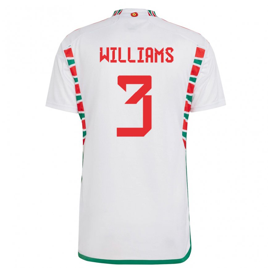 Herren Walisische Zac Williams #3 Weiß Auswärtstrikot Trikot 22-24 Luxemburg