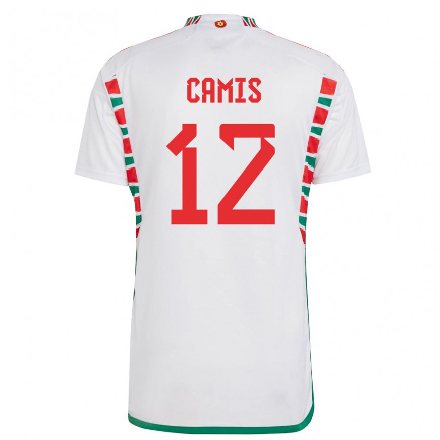 Herren Walisische Oliver Camis #12 Weiß Auswärtstrikot Trikot 22-24 Luxemburg