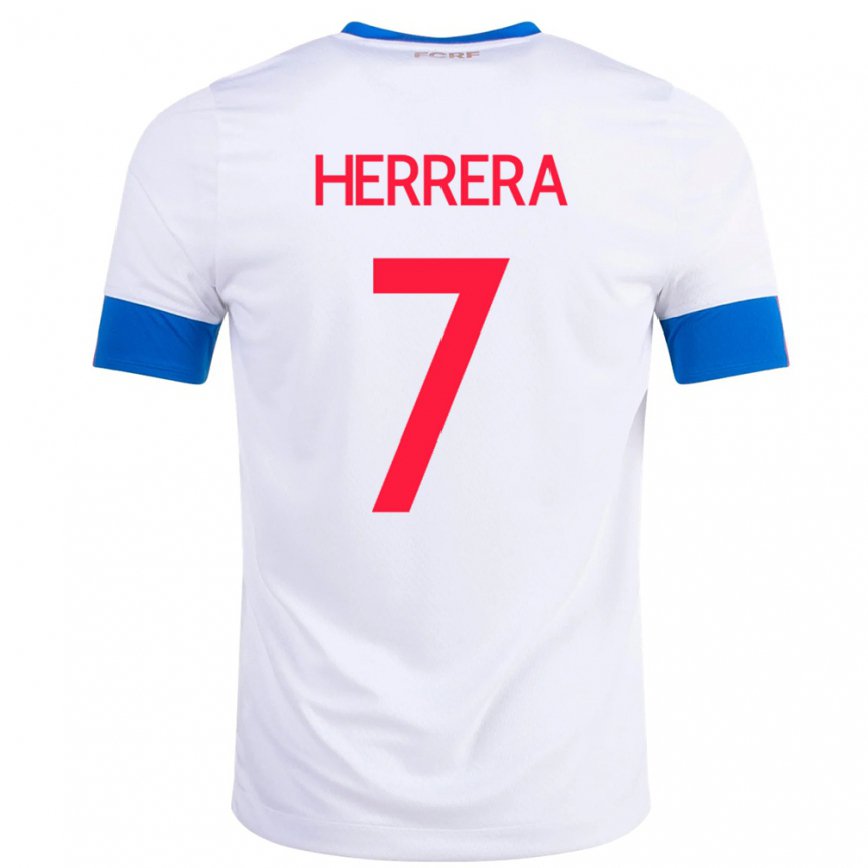 Herren Costa-ricanische Melissa Herrera #7 Weiß Auswärtstrikot Trikot 22-24 Luxemburg