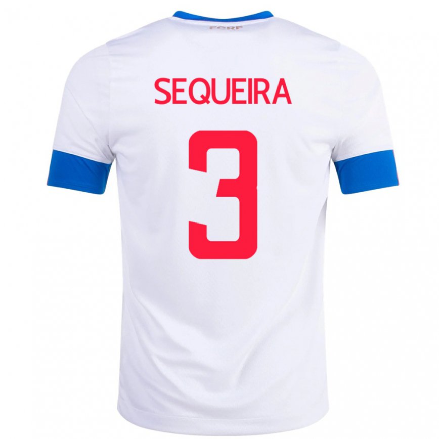 Herren Costa-ricanische Douglas Sequeira #3 Weiß Auswärtstrikot Trikot 22-24 Luxemburg