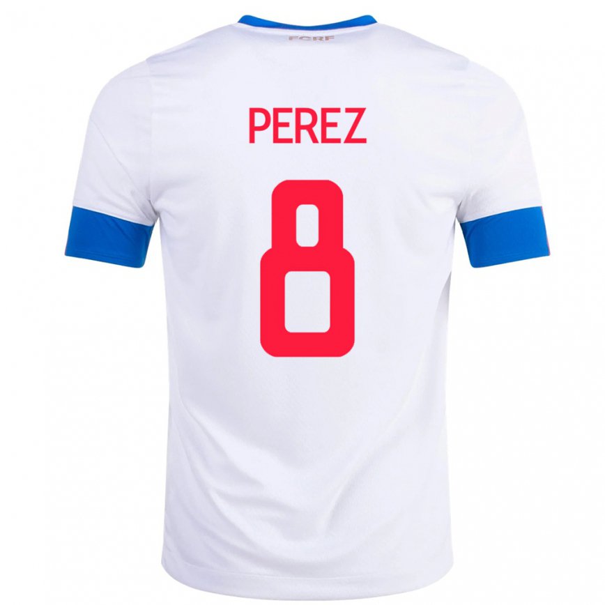 Herren Costa-ricanische Creichel Perez #8 Weiß Auswärtstrikot Trikot 22-24 Luxemburg