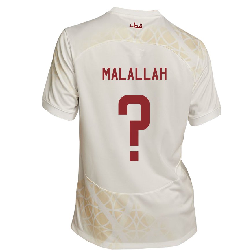 Herren Katarische Ali Malallah #0 Goldbeige Auswärtstrikot Trikot 22-24 Luxemburg