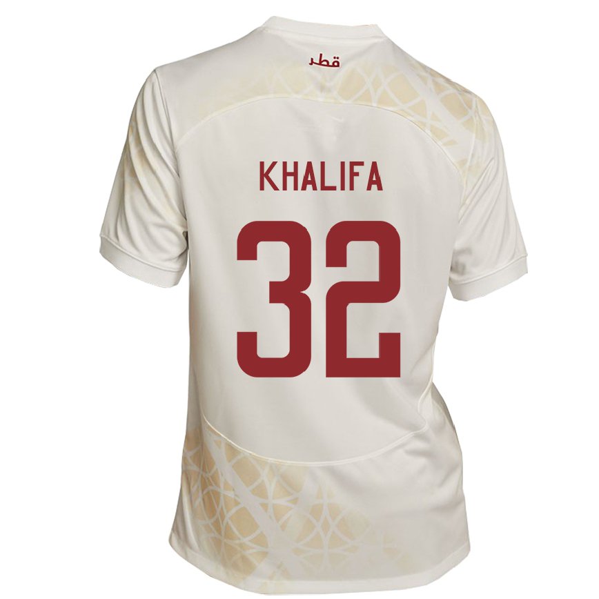 Herren Katarische Duana Khalifa #32 Goldbeige Auswärtstrikot Trikot 22-24 Luxemburg