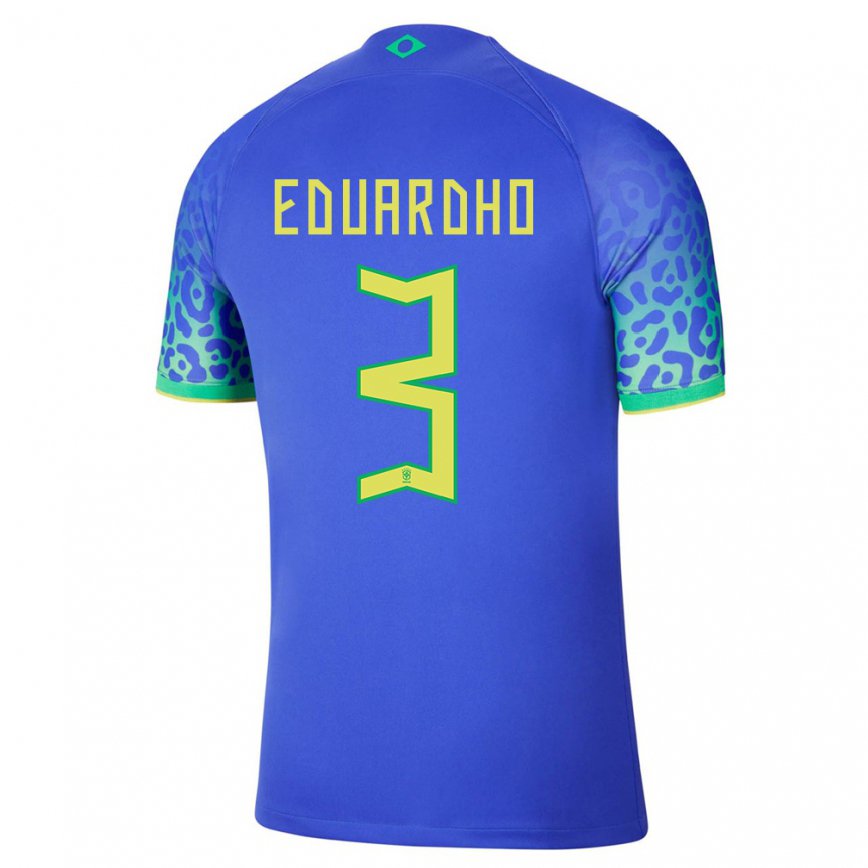 Herren Brasilianische Eduardho #3 Blau Auswärtstrikot Trikot 22-24 Luxemburg