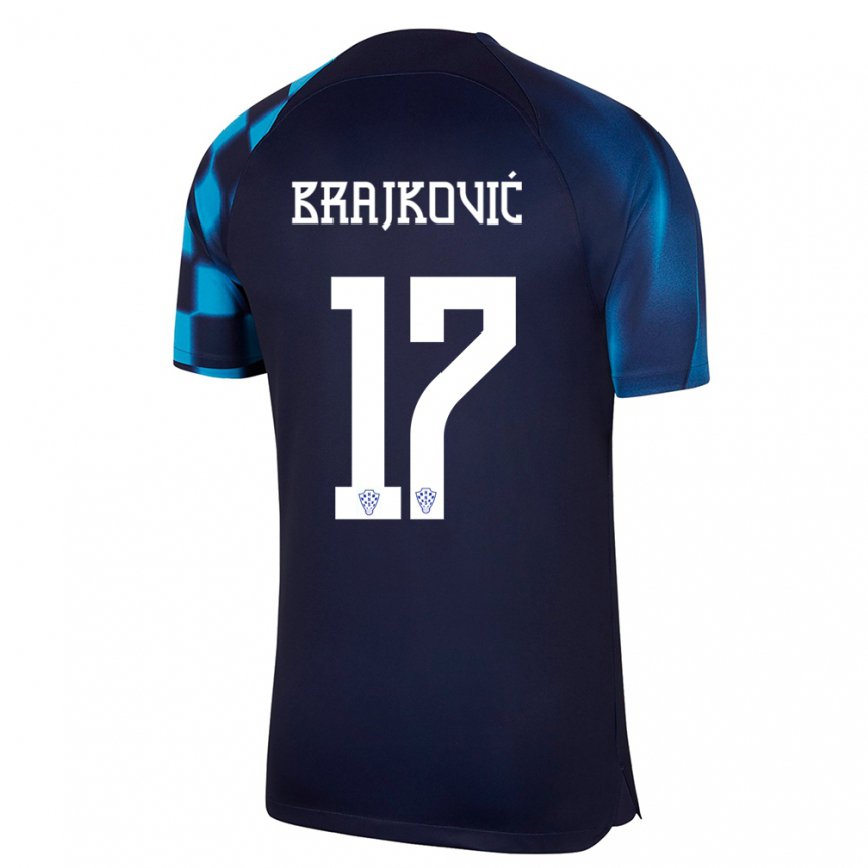 Herren Kroatische Roko Brajkovic #17 Dunkelblau Auswärtstrikot Trikot 22-24 Luxemburg