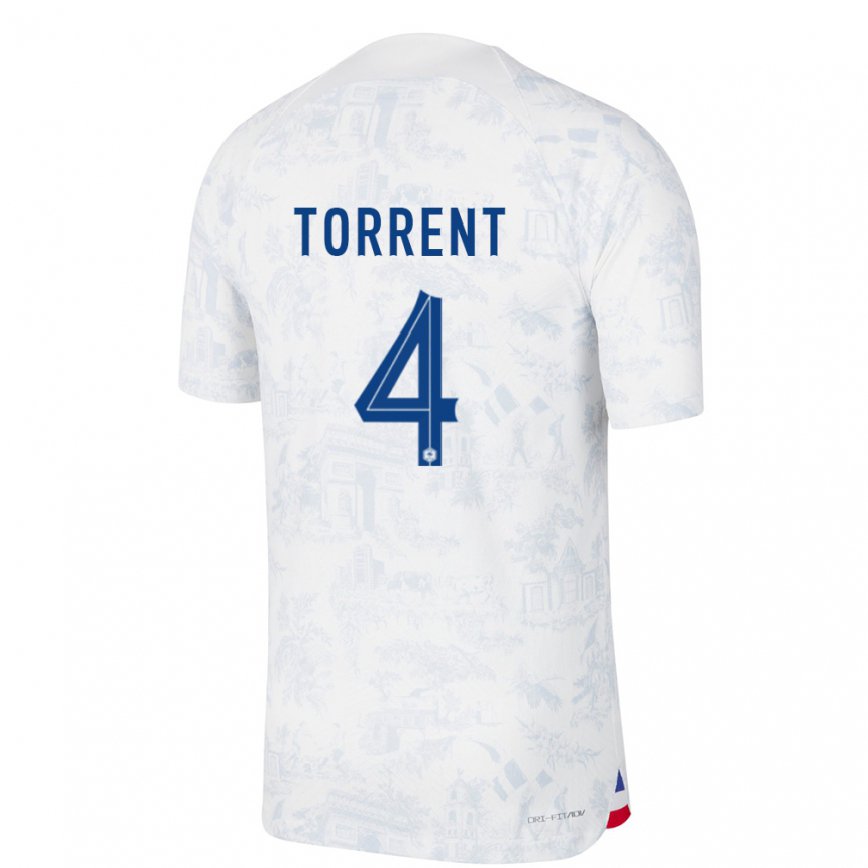 Herren Französische Marion Torrent #4 Weiß Blau Auswärtstrikot Trikot 22-24 Luxemburg