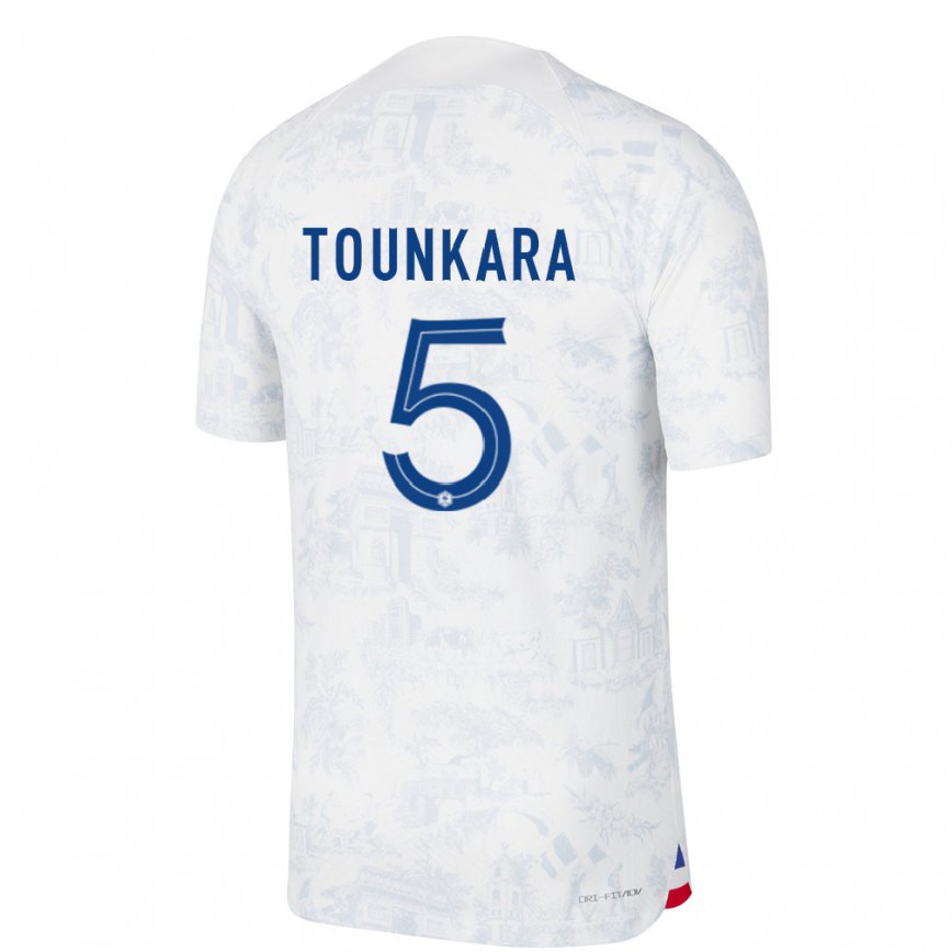 Herren Französische Aissatou Tounkara #5 Weiß Blau Auswärtstrikot Trikot 22-24 Luxemburg