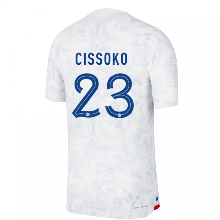 Herren Französische Hawa Cissoko #23 Weiß Blau Auswärtstrikot Trikot 22-24 Luxemburg