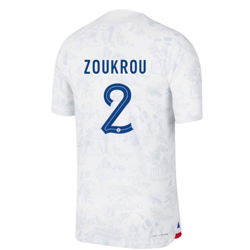 Herren Französische Tanguy Zoukrou #2 Weiß Blau Auswärtstrikot Trikot 22-24 Luxemburg