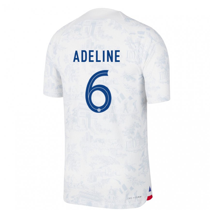 Herren Französische Martin Adeline #6 Weiß Blau Auswärtstrikot Trikot 22-24 Luxemburg