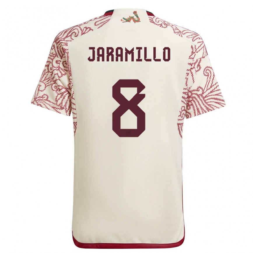 Herren Mexikanische Carolina Jaramillo #8 Wunder Weiß Rot Auswärtstrikot Trikot 22-24 Luxemburg